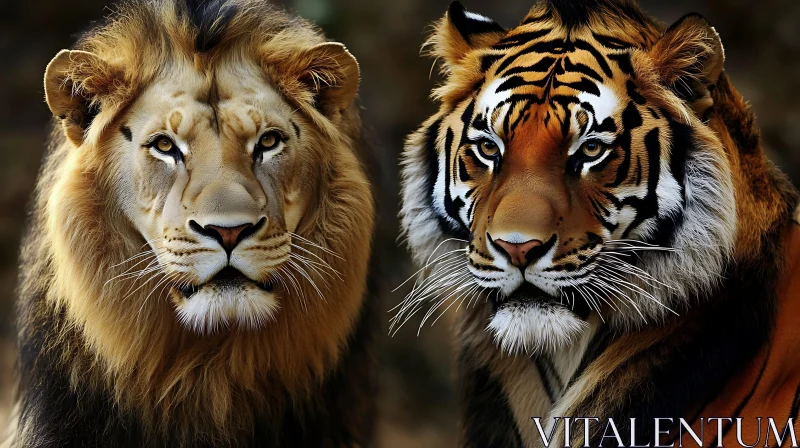 Majestic Lion and Tiger Duo AI Image