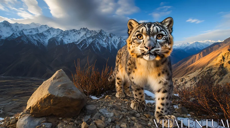 Majestic Snow Leopard in Natural Habitat AI Image