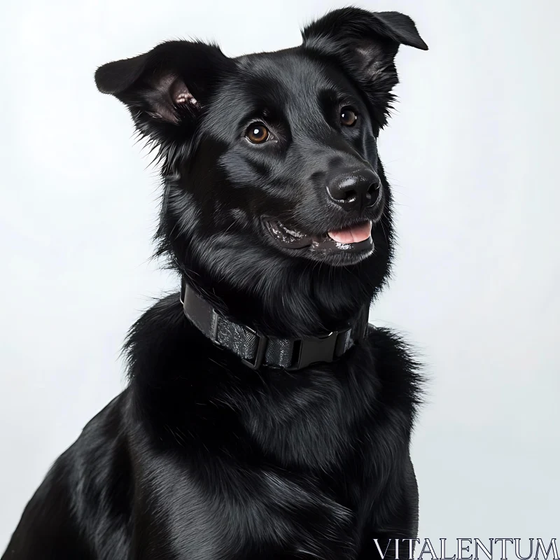 Black Dog Wearing a Collar AI Image