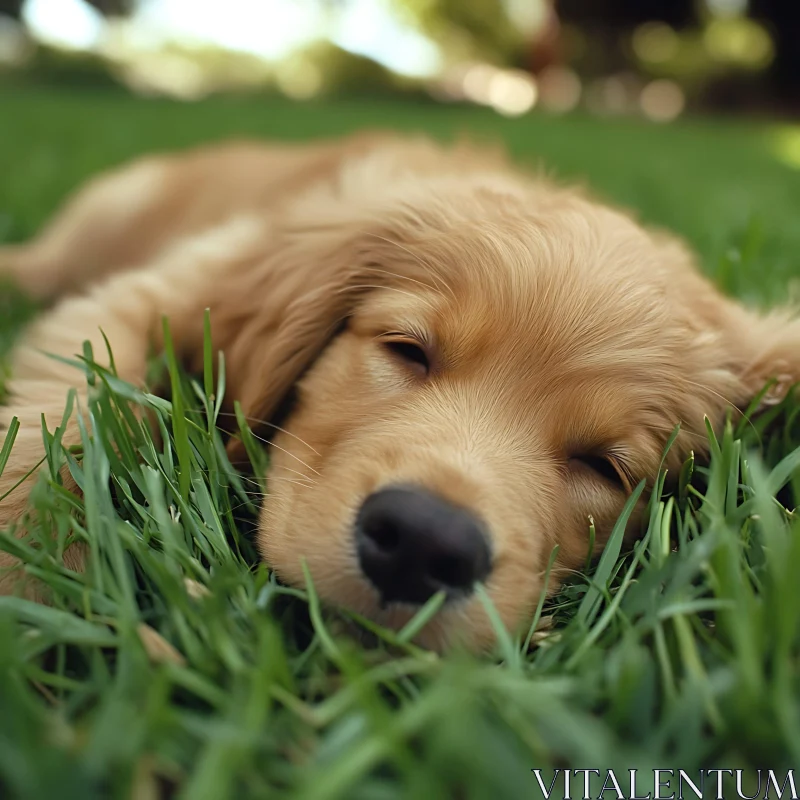 Golden Retriever Puppy Sleeping Peacefully AI Image