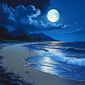 Moonlit Beach Scene