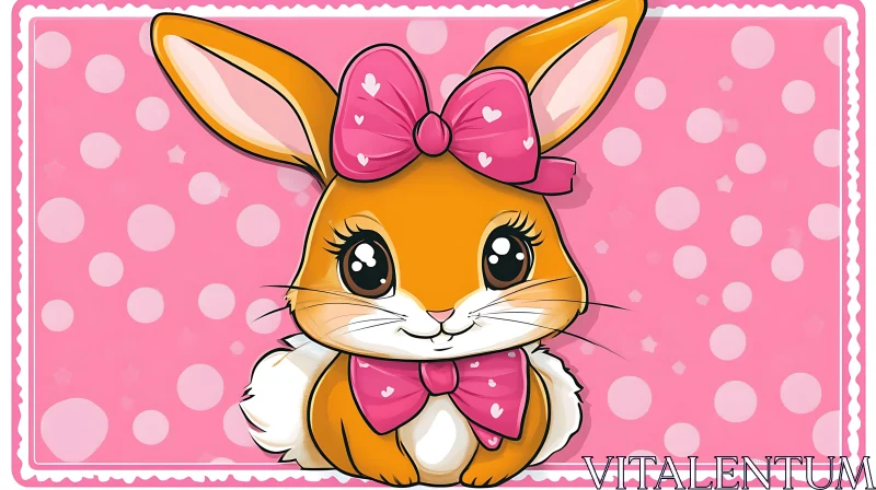 AI ART Charming Bunny Illustration with Pink Accents