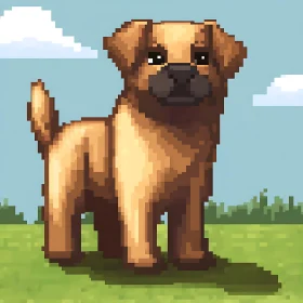 Retro Pixelated Brown Dog Artwork