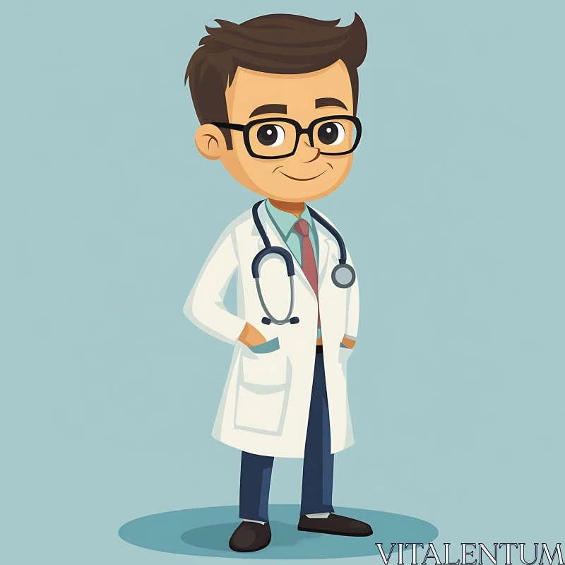 AI ART Cartoon Doctor with Stethoscope