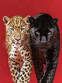 Two Big Cats: Leopard and Panther Portrait