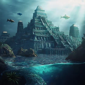 Lost Civilization: Underwater Pyramid Scene