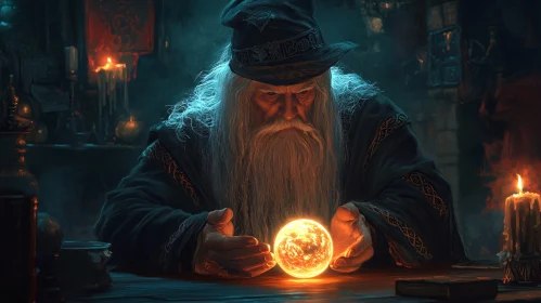 Enchanting Wizard with Glowing Sphere