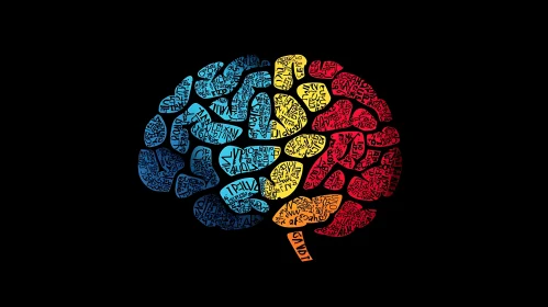 Abstract Brain Art with Letter Patterns