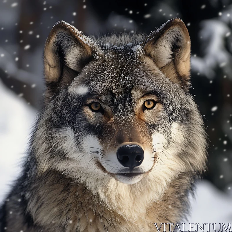 Winter Wolf Gaze AI Image