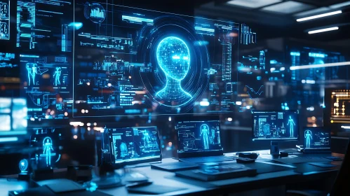 Futuristic AI Data Stream Display