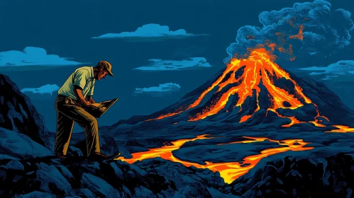 Volcano Eruption and Geologist Study