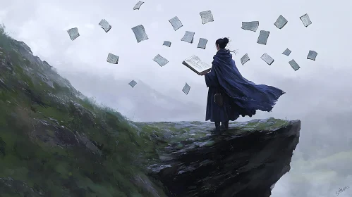 Cliffside Reader with Floating Pages