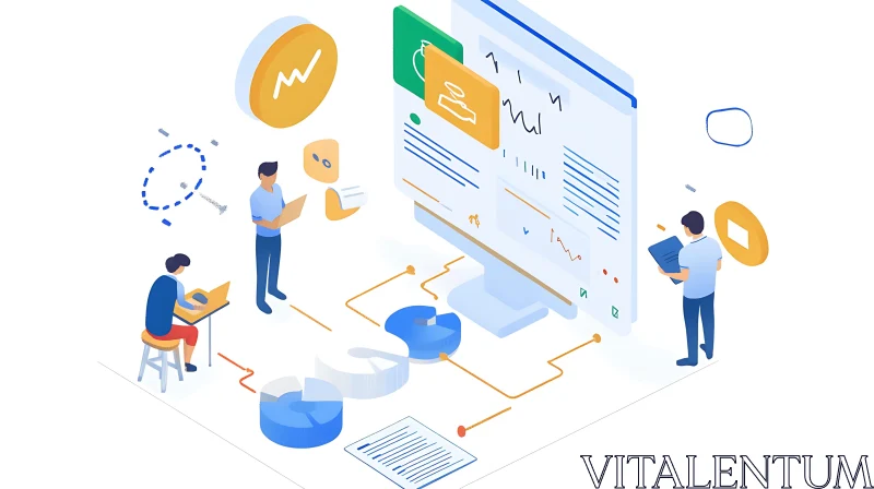 Team Analyzing Data Isometric View AI Image
