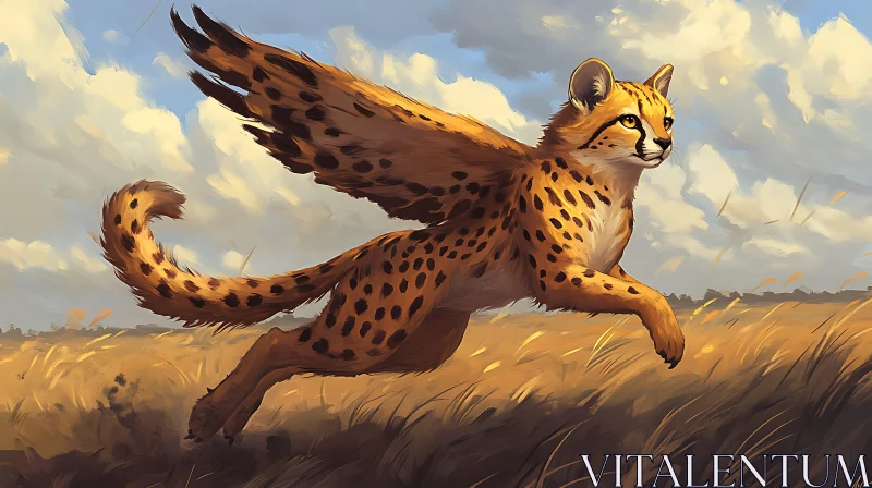 Fantastic Feline Flight: A Winged Cheetah AI Image