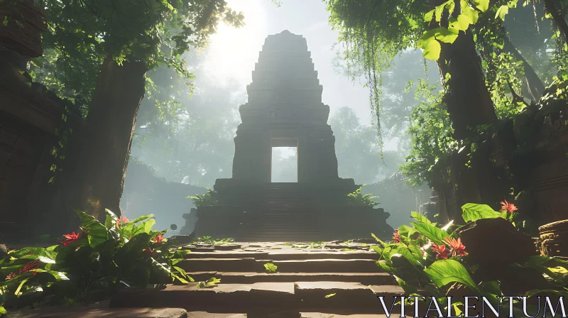 AI ART Lost Temple Amidst Verdant Foliage