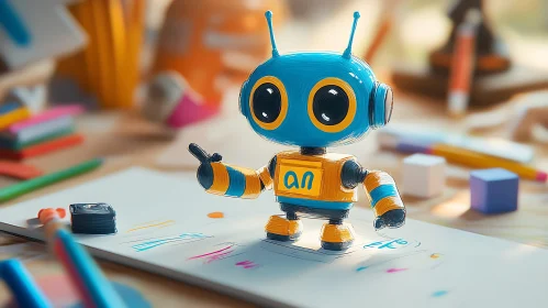 Playful Robot Companion with Art Supplies