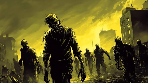 Undead March Through Desolate Urban Ruins