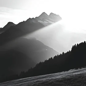 Mountainous Landscape in Black and White