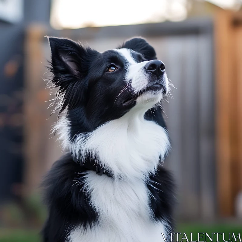 Focused Black and White Border Collie AI Image