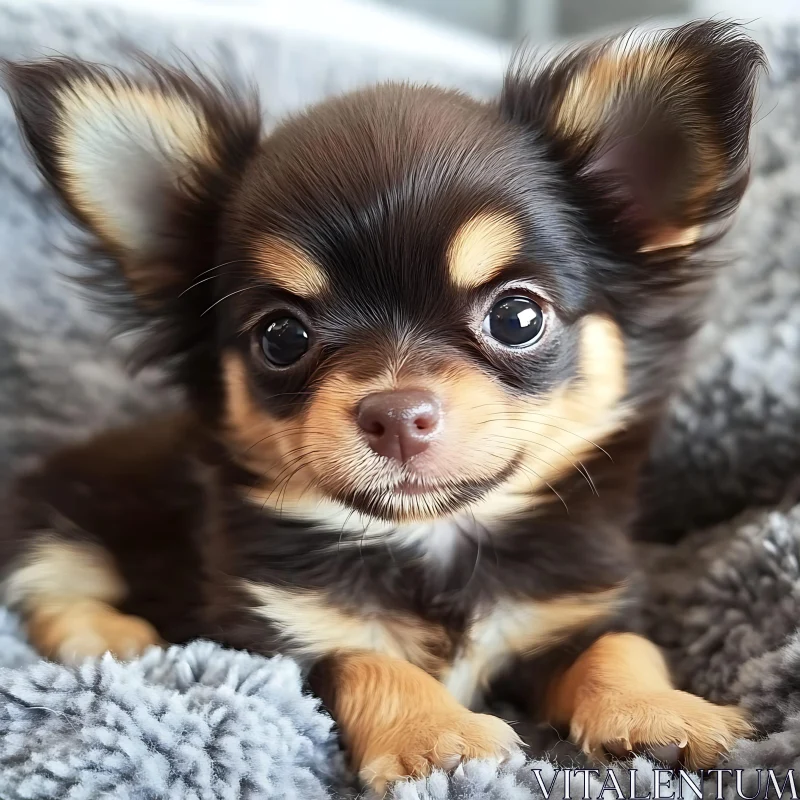 Cute Chihuahua Puppy Resting AI Image