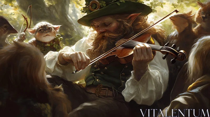 AI ART Woodland Elf Musician