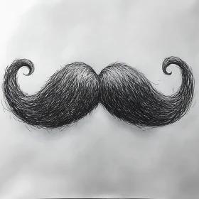 Monochrome Mustache Art - Detailed Rendering