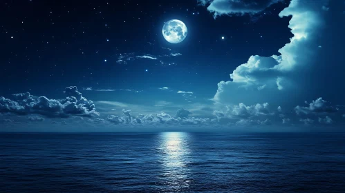 Tranquil Ocean Under Moonlight