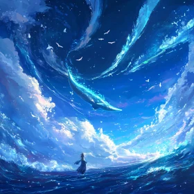 Celestial Whale and Ocean Dream Art