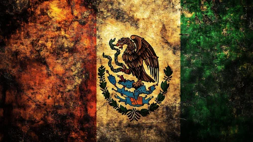 Distressed Vintage Mexico Flag Design