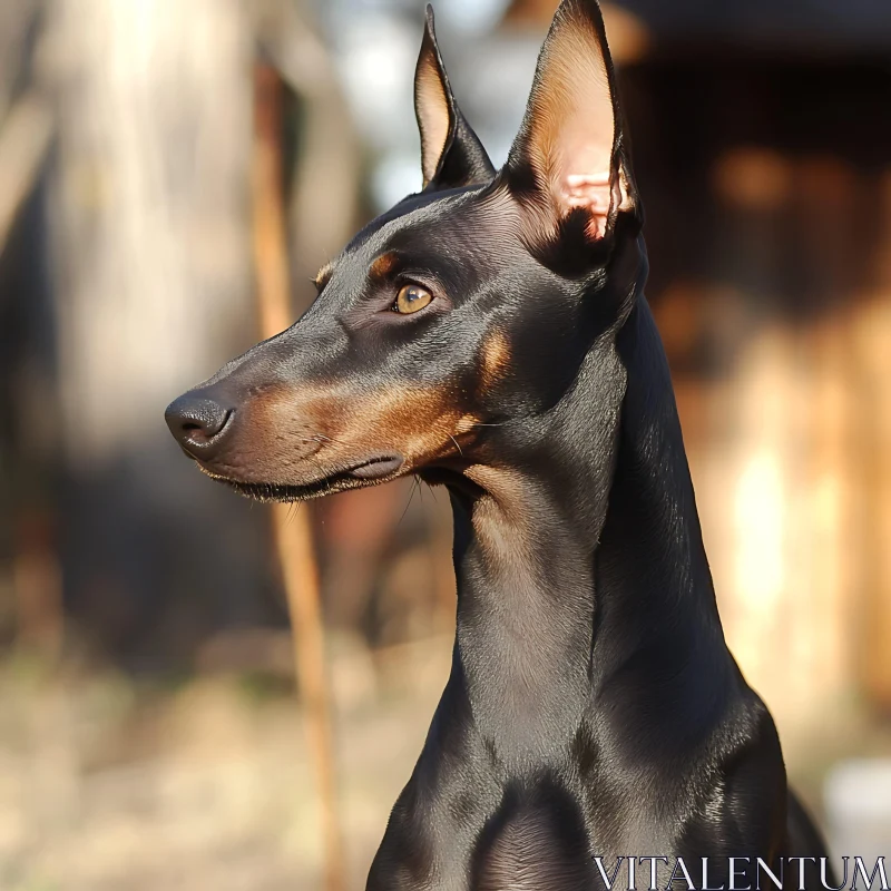 Alert Doberman in Sunlight AI Image