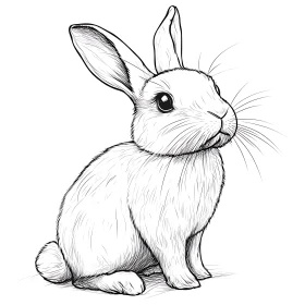 Monochrome Rabbit Drawing - Fine Line Art
