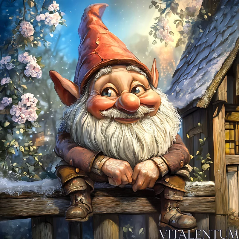 Smiling Gnome Portrait AI Image