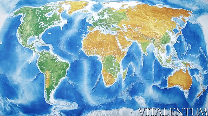 Artistic Depiction of the World Map AI Image