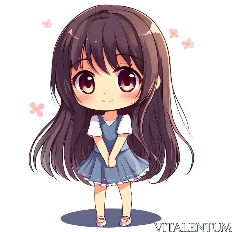 Cute Anime Chibi Girl Illustration AI Image