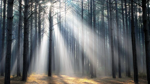 Peaceful Sunlit Forest Landscape