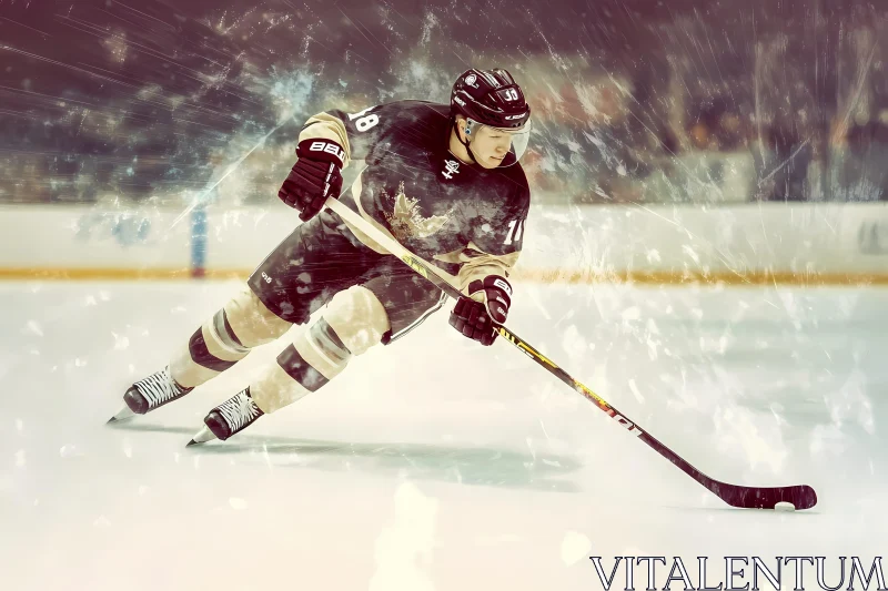 Dynamic Ice Hockey Player in Action at Arena AI Image