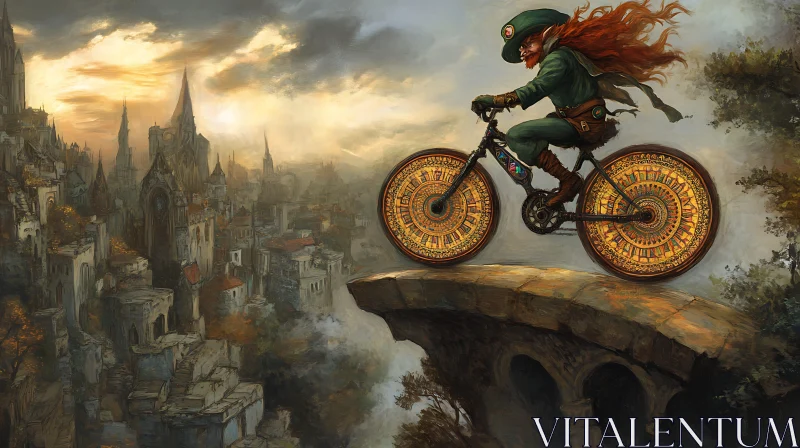 Fantasy Leprechaun Bicycle Ride AI Image