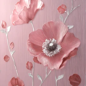 Delicate Pink Flowers with Silver Stems