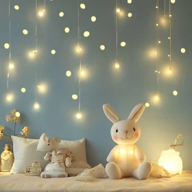 Plush Bunny with Fairy Lights Decor