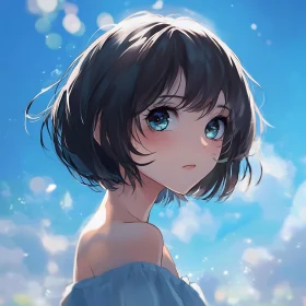 Serene Anime Girl with Blue Eyes