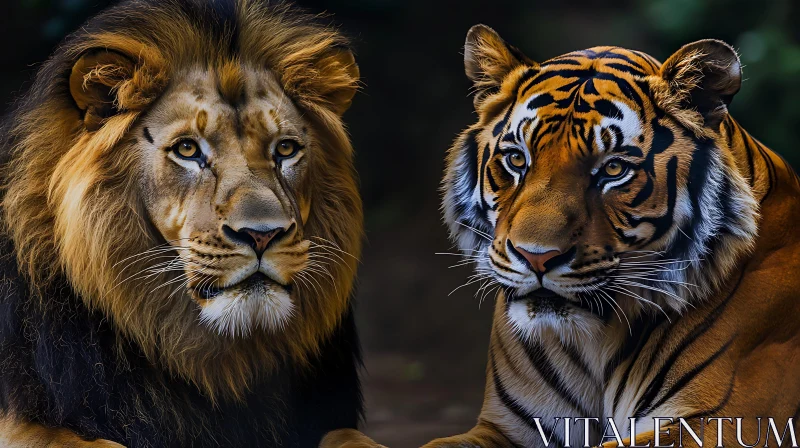 Majestic Lion and Tiger Duo AI Image