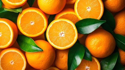 Vibrant Orange Fruit and Foliage Still Life