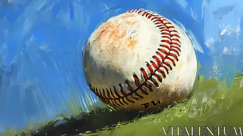 Artistic Baseball in Sunny Outdoor Setting  AI Generated Image AI Image