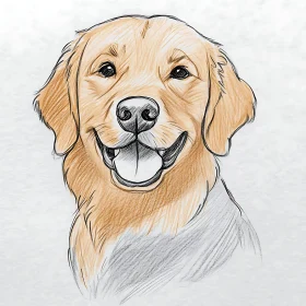 Expressive Golden Retriever Pencil Drawing