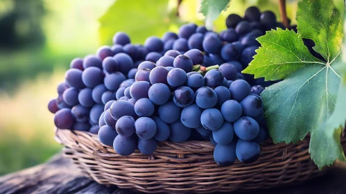 Abundance of Grapes in Rustic Setting