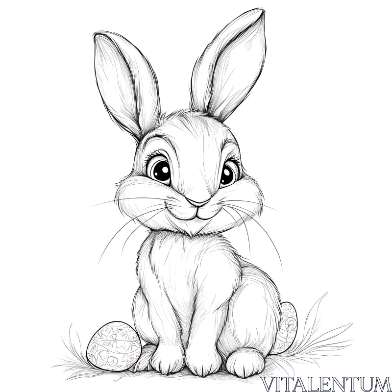 Whimsical Bunny with Easter Eggs AI Image