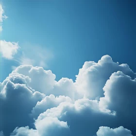 Fluffy Clouds in Blue Sky