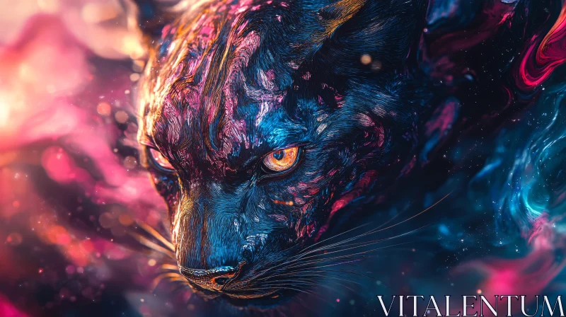 Abstract Panther with Intense Gaze AI Image