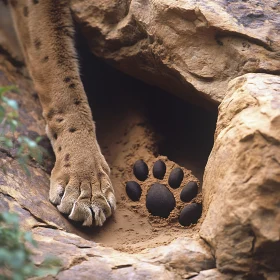 Lion's Footprint Amongst the Rocks