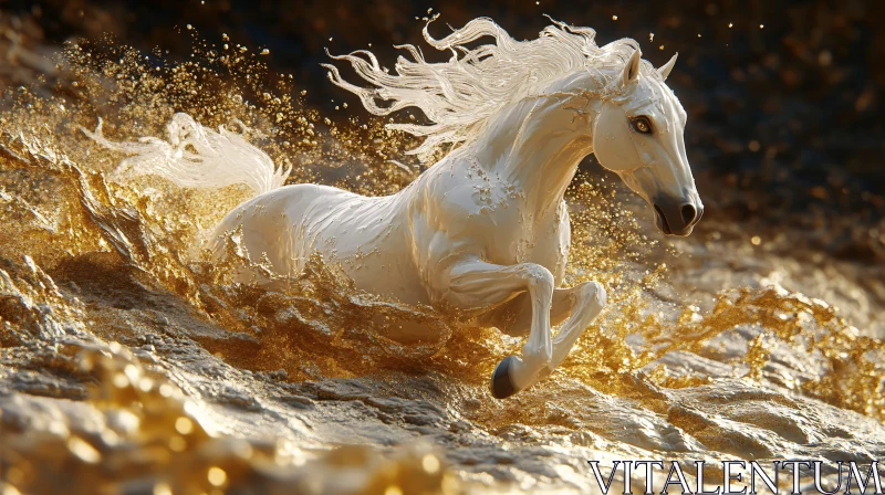 AI ART Dynamic Horse in Golden Splash